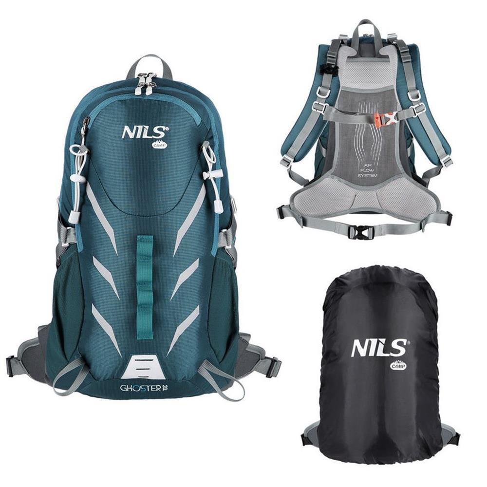 NILS CAMP Trekkingrucksack Ghoster 20L in Blau - Outdoor Rucksack mit Belüftung & Regenhülle