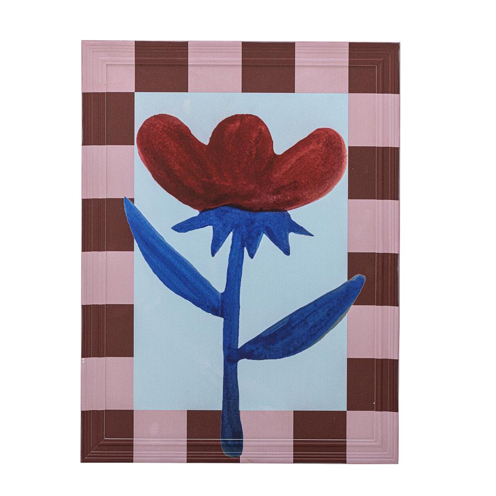 Bloomingville Vinia Illustration mit Rahmen bunt - Wandbild mit Blumenmotiv für Wohnzimmer & Wanddeko