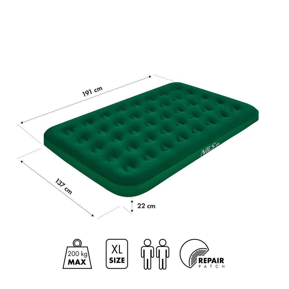 NILS CAMP Campingmatratze Doppelbett grün 191x137x22 cm für Camping Reise Gästebett