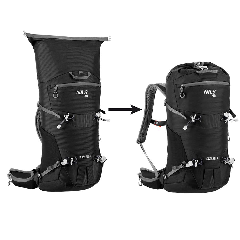 NILS CAMP Trekkingrucksack Kjolen 40L in Schwarz - Outdoor Rucksack mit Belüftung & Regenhülle