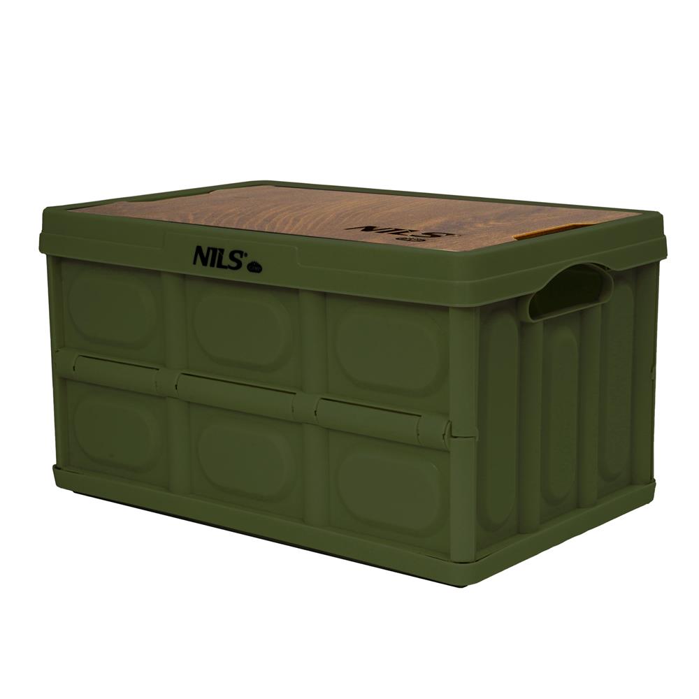 NILS CAMP faltbare Campingbox mit Tischfunktion 9L in Grün - ultrakompakte Reisebox