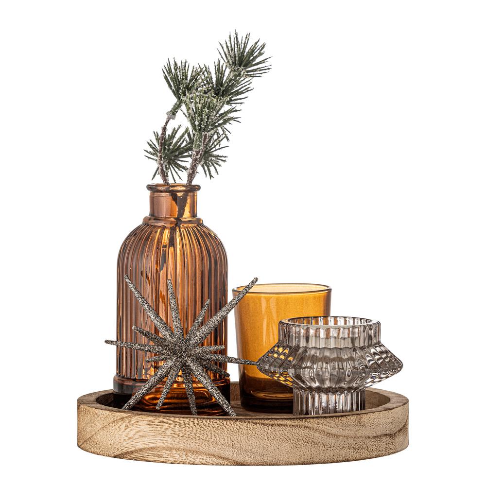 Bloomingville Sanga Tablett mit Teelichthaltern – 6‑teiliges Deko‑Set für Tisch & Weihnachten