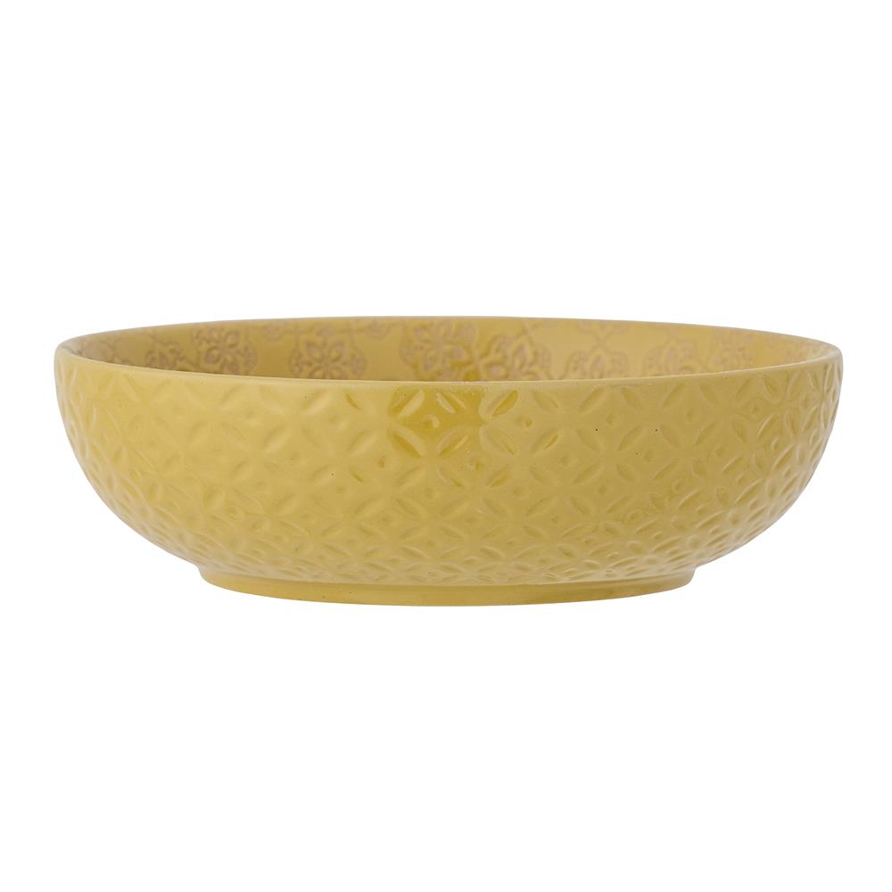 Bloomingville Marsala Schale gelb D20 cm, 1100 ml aus Steingut – Servierschale für Küche & Tischdeko