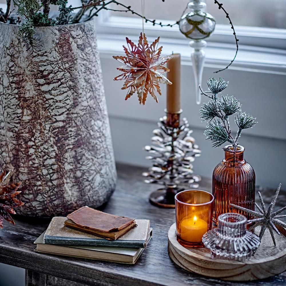 Bloomingville Sanga Tablett mit Teelichthaltern – 6‑teiliges Deko‑Set für Tisch & Weihnachten