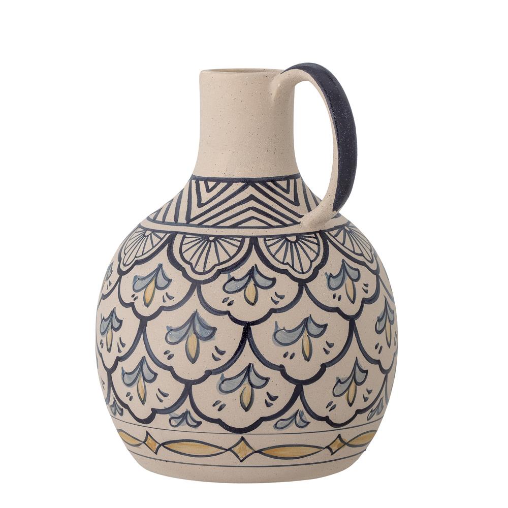 Bloomingville Nadya Vase blau D20 cm aus Steingut – dekorative Vase für Wohnzimmer