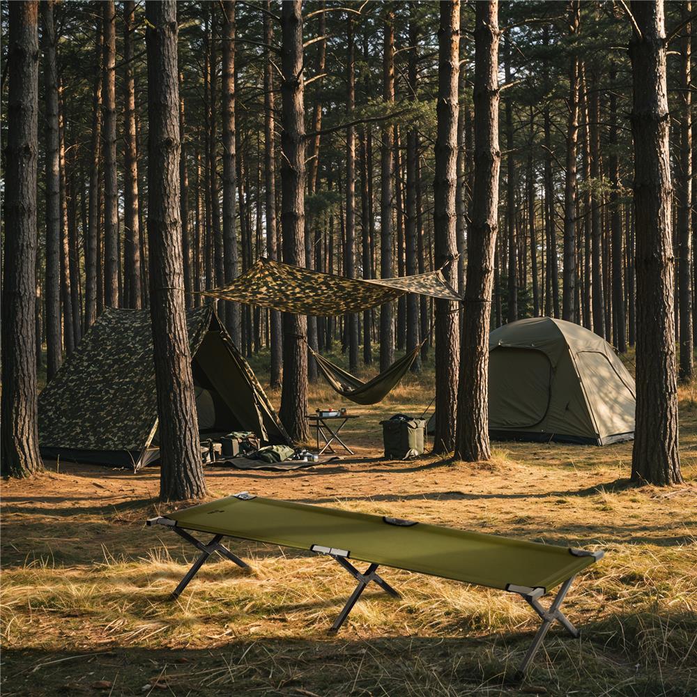 NILS CAMP Campingbett klappbar 200 cm grün Feldbett für Camping Outdoor stabil