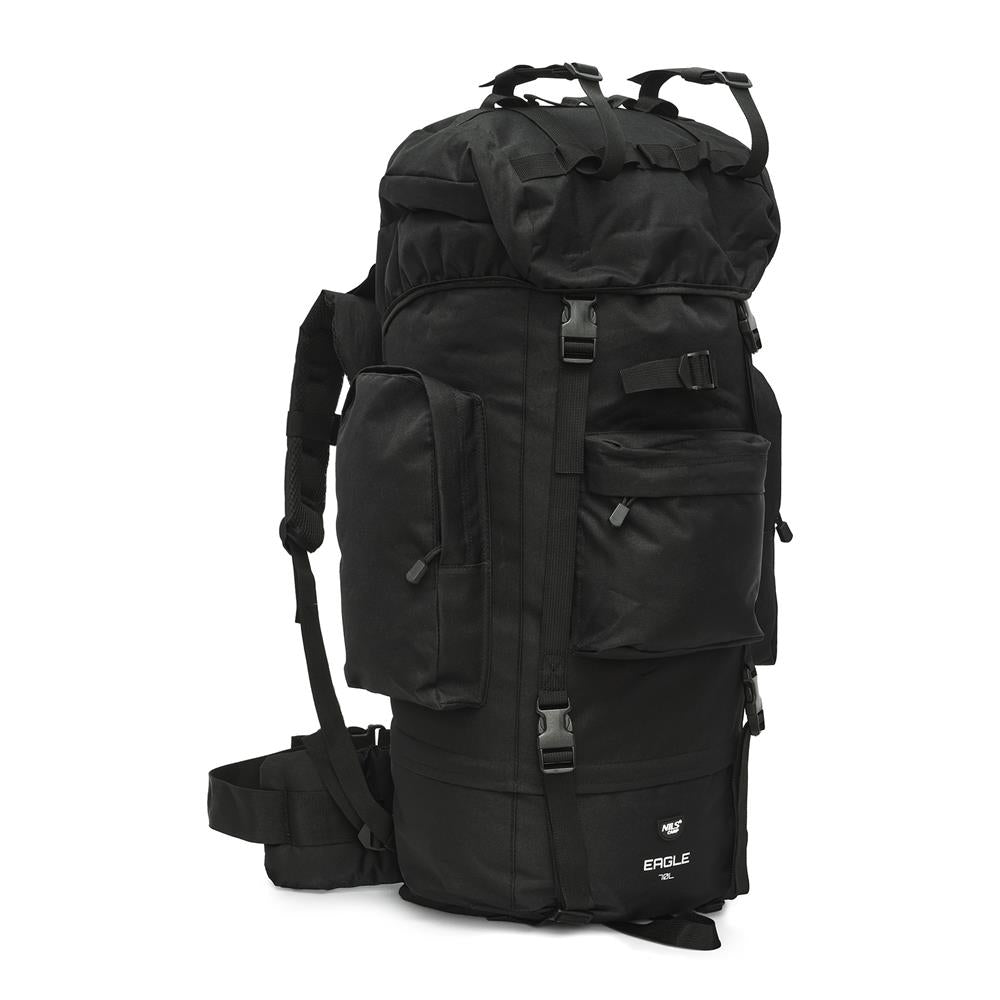 NILS CAMP Militärrucksack Eagle 70L Schwarz - Trekking Rucksack Outdoor Camping Survival