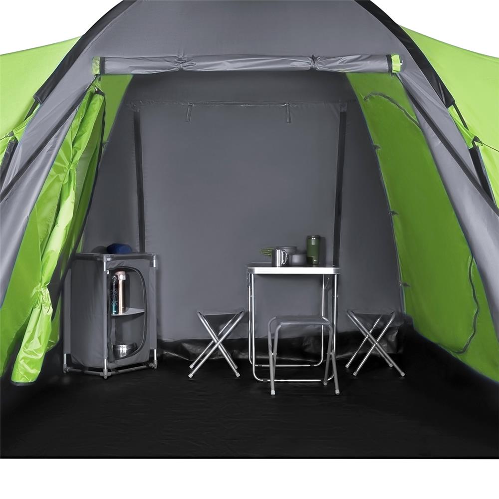 NILS CAMP Highland Zelt für 6 Personen Grau-Grün - großes Familienzelt mit Vorraum für Camping & Outdoor