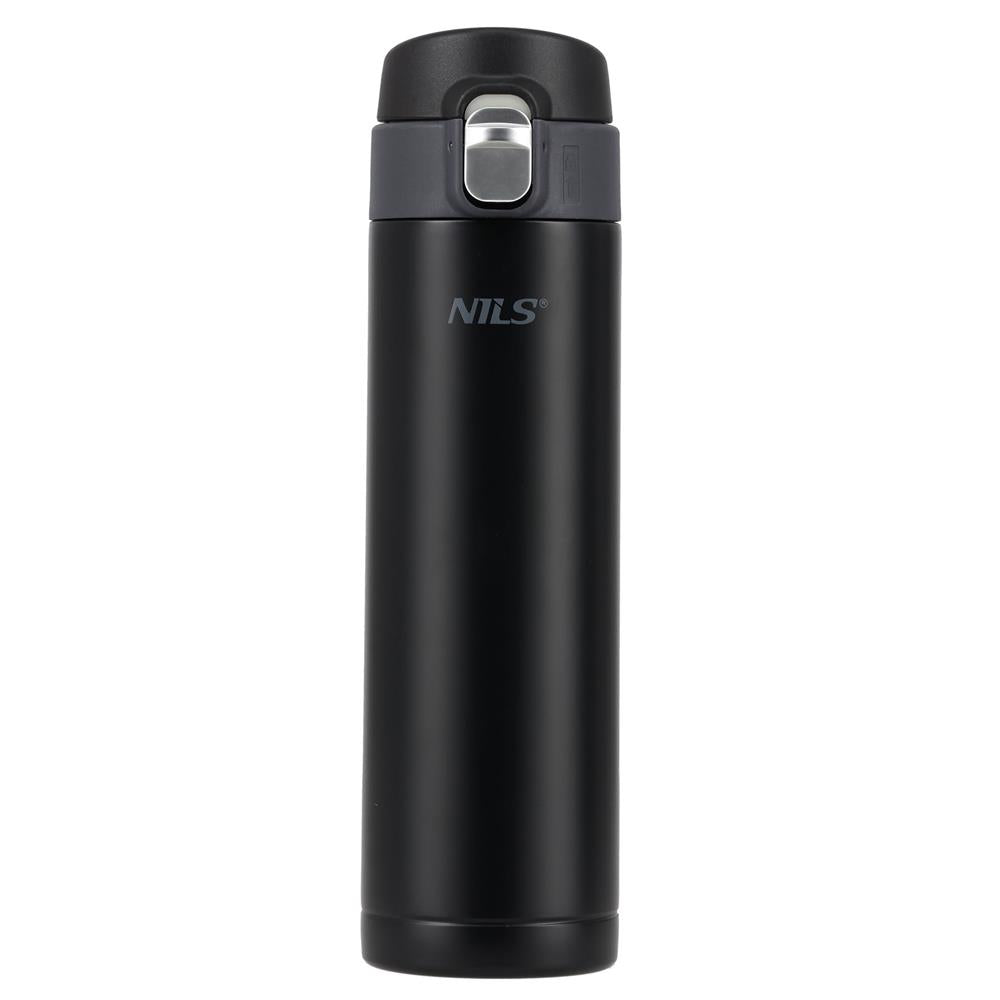 NILS Thermobecher 500 ml Edelstahl schwarz auslaufsicher für Camping Reisen Alltag