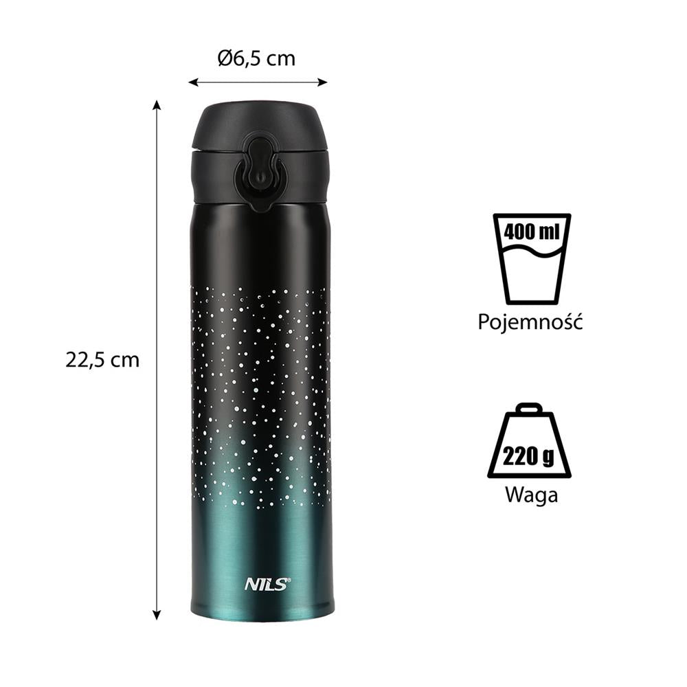 NILS Thermobecher 500 ml Edelstahl meerblau auslaufsicher für Camping Reisen Alltag