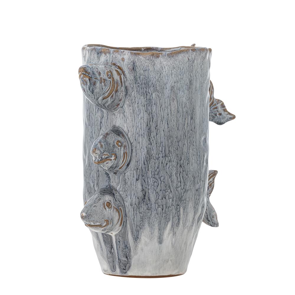 Bloomingville Tace Vase blau Steingut Fisch Design Deko Vase Wohnzimmer Tischdeko