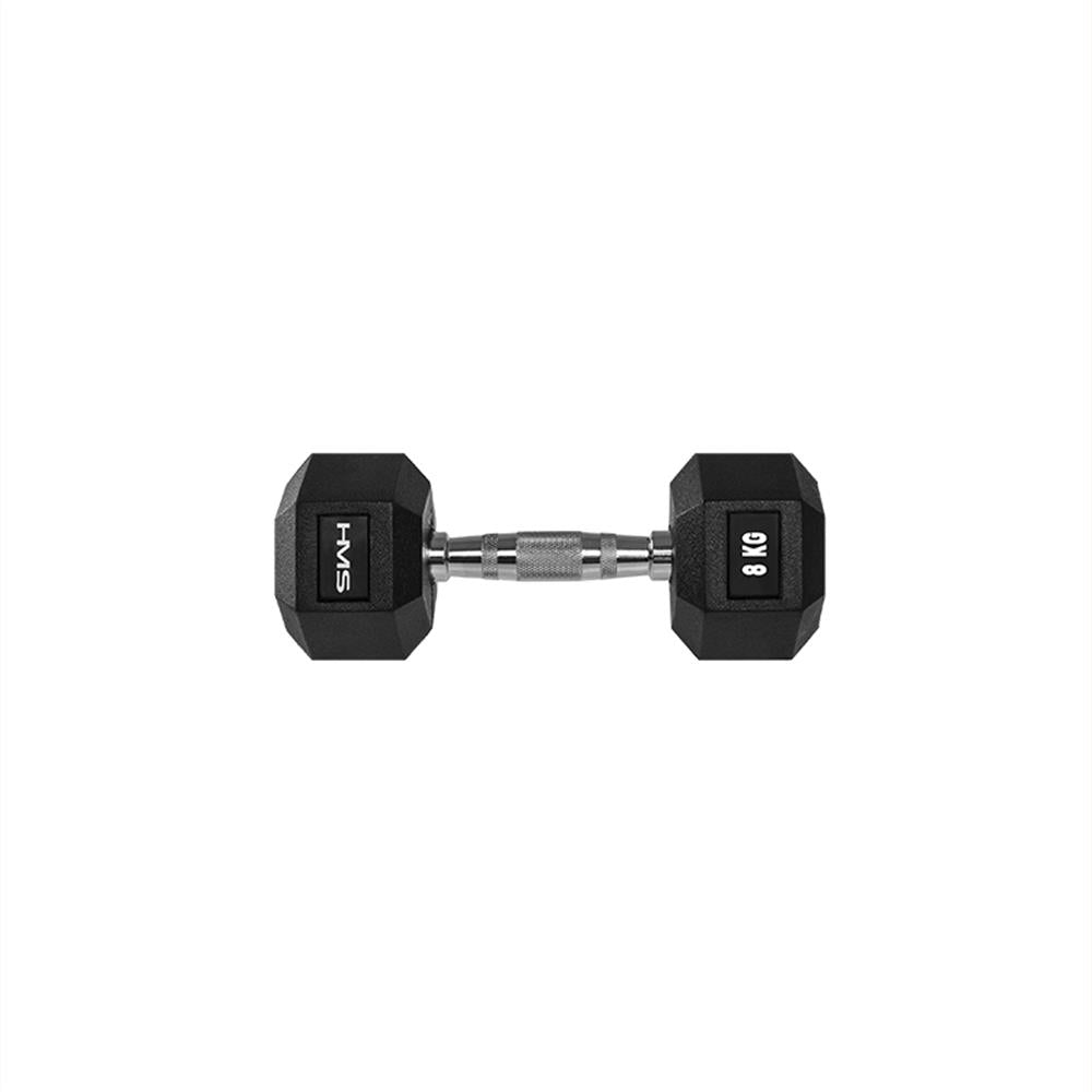Kurzhantel 8 kg gummiert sechseckig Schwarz | HMS HEX PRO