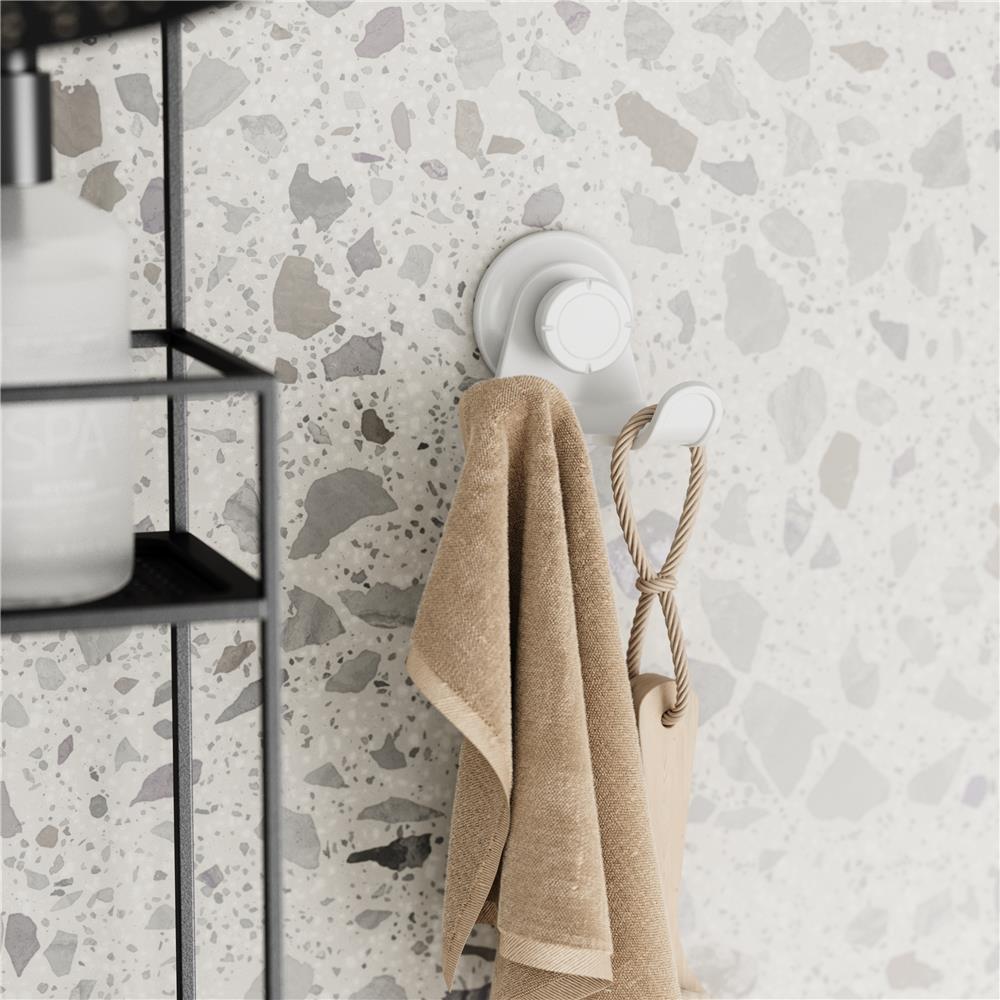 Umbra Flex Doppelduschhaken zum Kleben, für Luffaschwamm, Duschbürste, Waschlappen und Rasierer