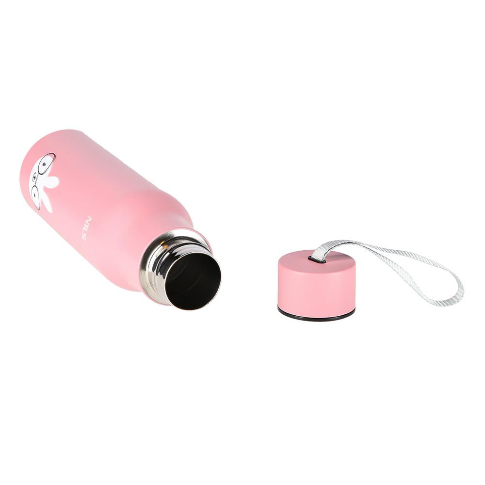 NILS NILS Thermobecher 500 ml Edelstahl rosa Kanninchen auslaufsicher mit Trageschlaufe