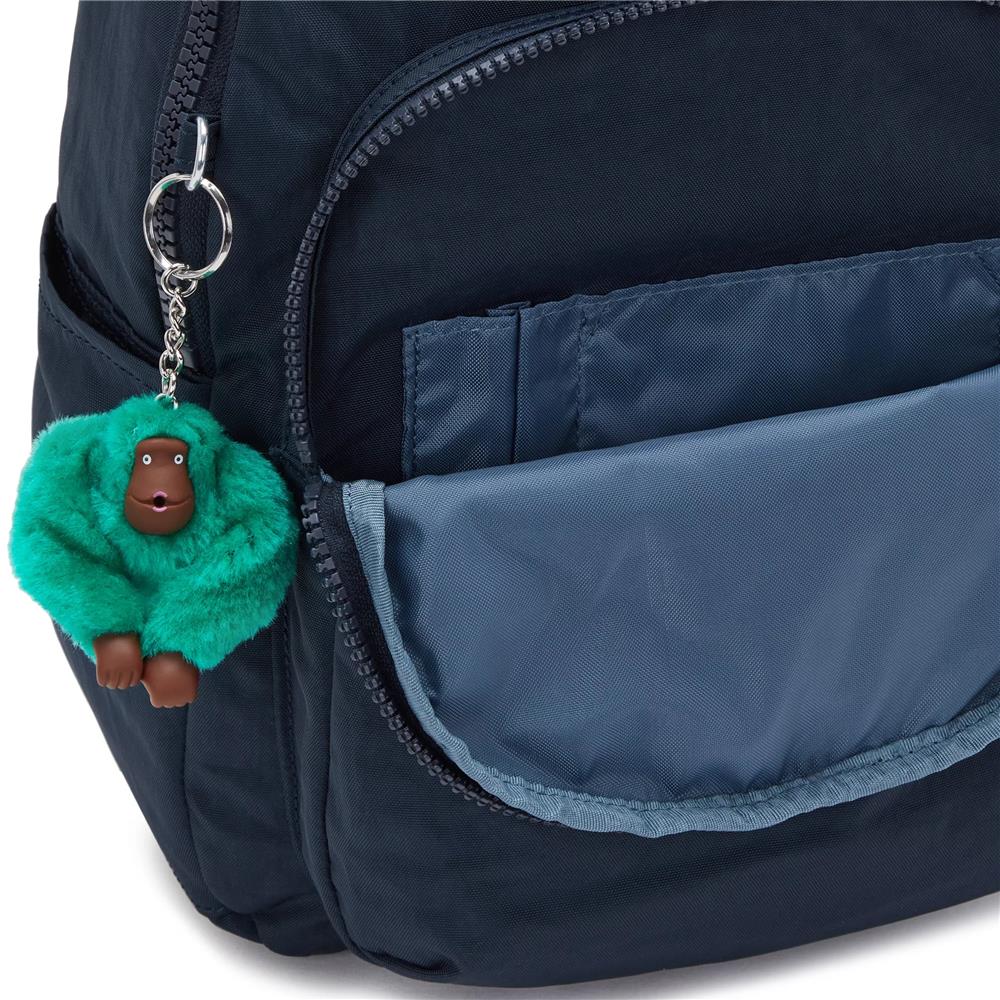 Kipling SEOUL S, kleiner Rucksack, Blue Green Block (blau), Rucksack mit Tabletfach 11 Zoll