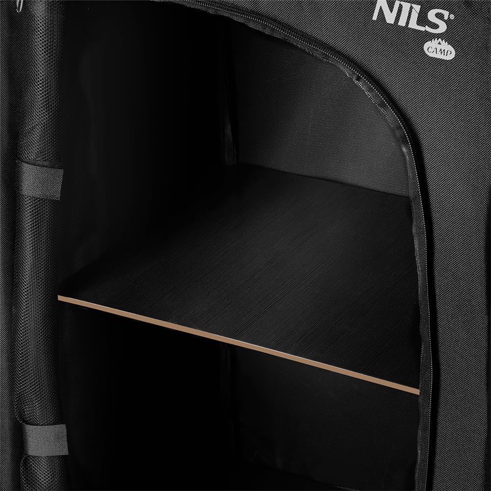 NILS CAMP Campingschrank faltbar - leichter Outdoor Schrank mit Netzfächern für Camping & Reisen