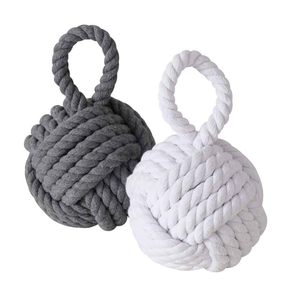 BOLTZE Zuber Knoten Türstopper Fensterstopper Buchstütze Maritimes Design | 2 Stück Grau/Weiß