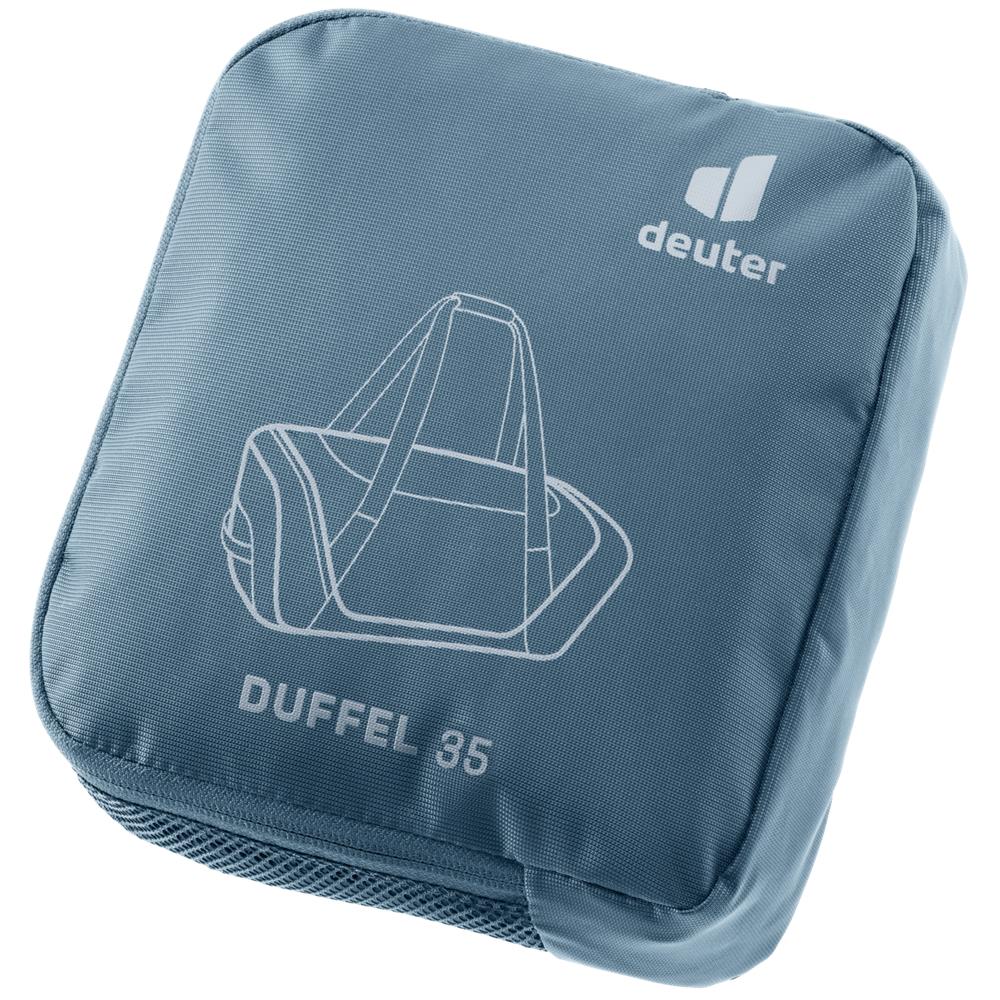 deuter Duffel 35, Reisetasche, atlantic-ink (blau), 35L, Duffelbag mit Seitentasche, Netzinnentasche