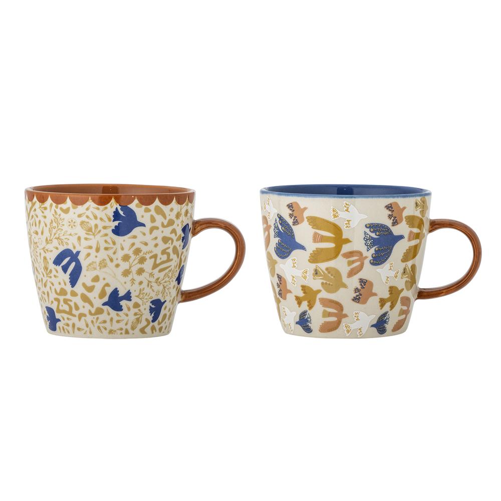Bloomingville Anniversary Becher Bunt Steingut D9,5xH8 cm 2er Set – farbiges Tassen-Set
