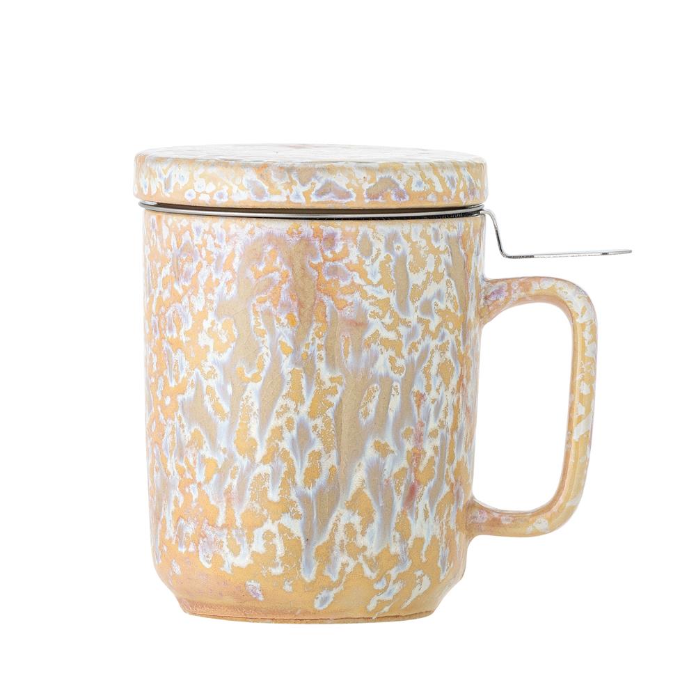 Bloomingville Yuma Becher Deckel Teesieb natur Steingut 250 ml