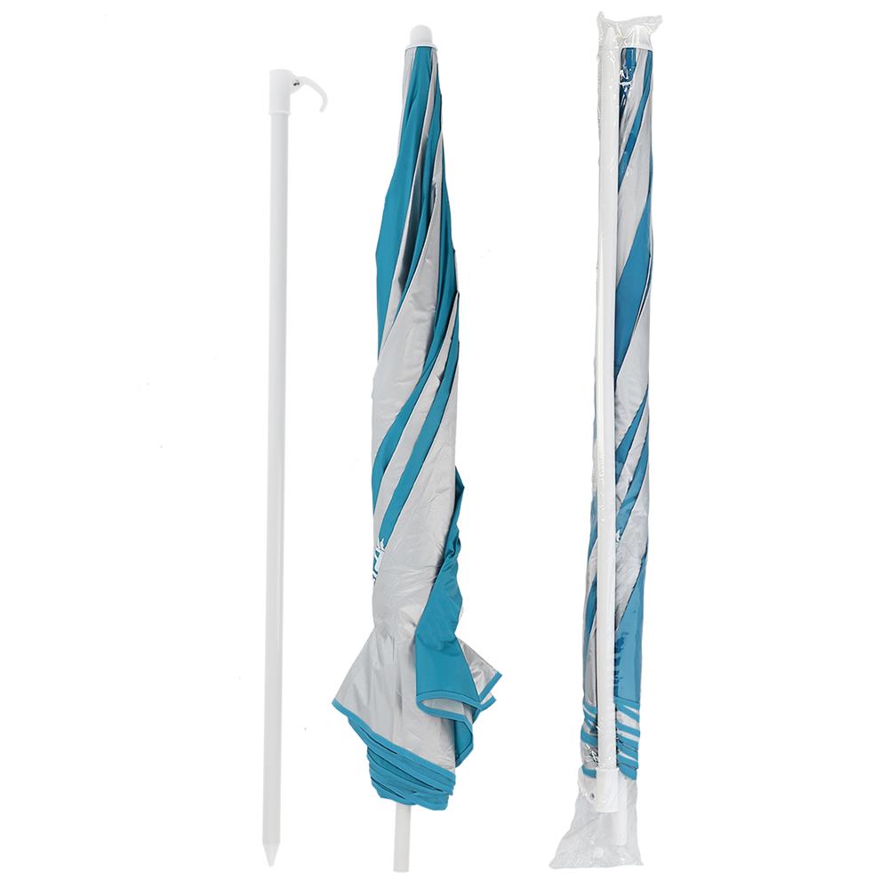 NILS CAMP Strandschirm türkis-weiß UV Schutz SPF40 für Strand Camping Garten