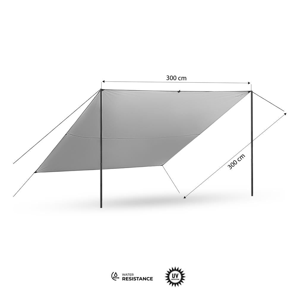 NILS CAMP Tarp 300x300 cm in Grün - wasserdichte Camping Plane für Outdoor, Trekking & Schutz