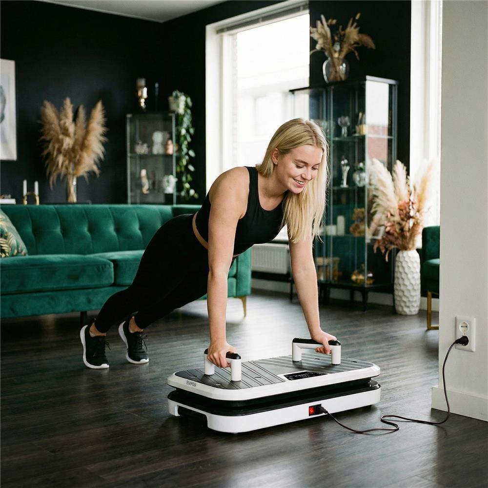 Vibrationsplatte mit Liegestützgriffen Bluetooth 150 kg | HMS SVP09