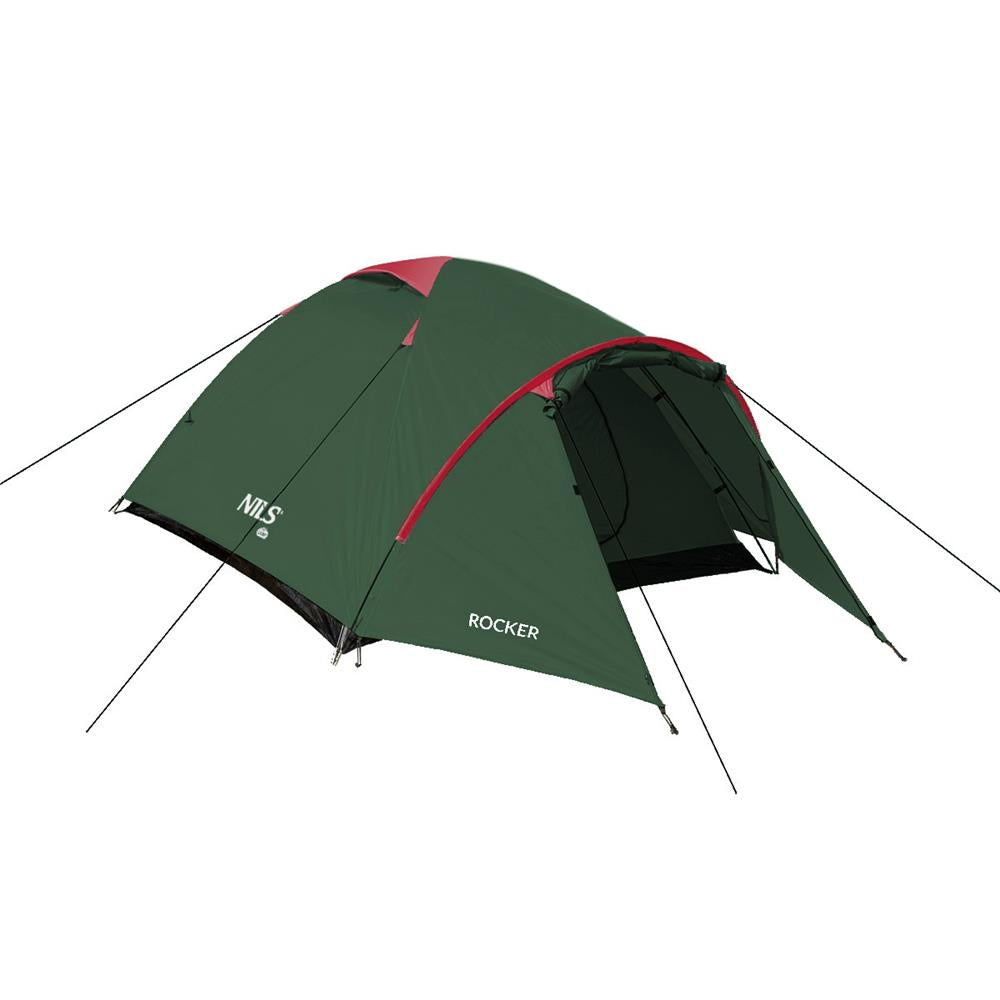 NILS CAMP Rocker Zelt für 3 Personen in Grün - Campingzelt mit Vorraum für Outdoor, Trekking & Camping