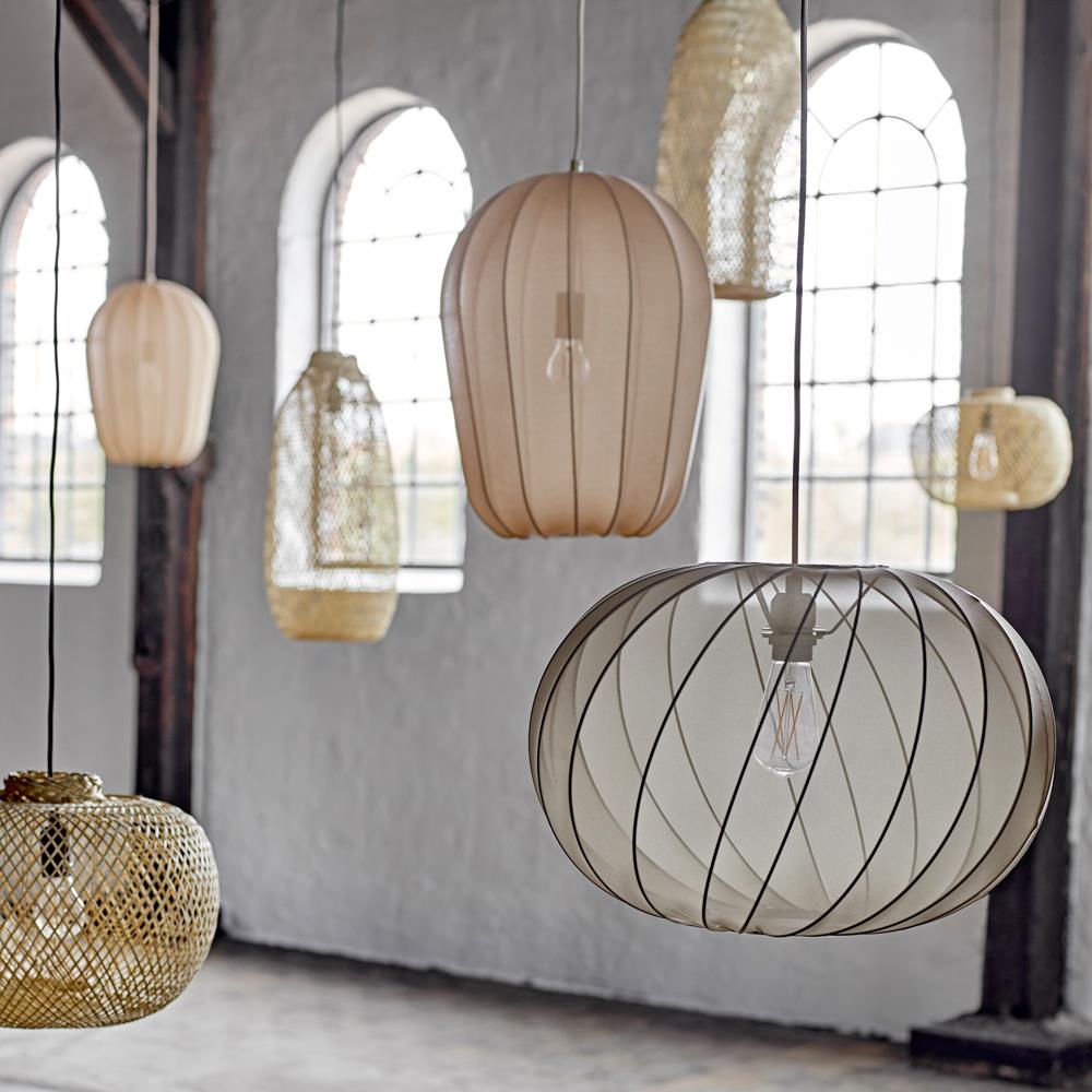 Bloomingville Piola Hängeleuchte natur - Deckenlampe mit Netzstruktur E27 für Wohnzimmer