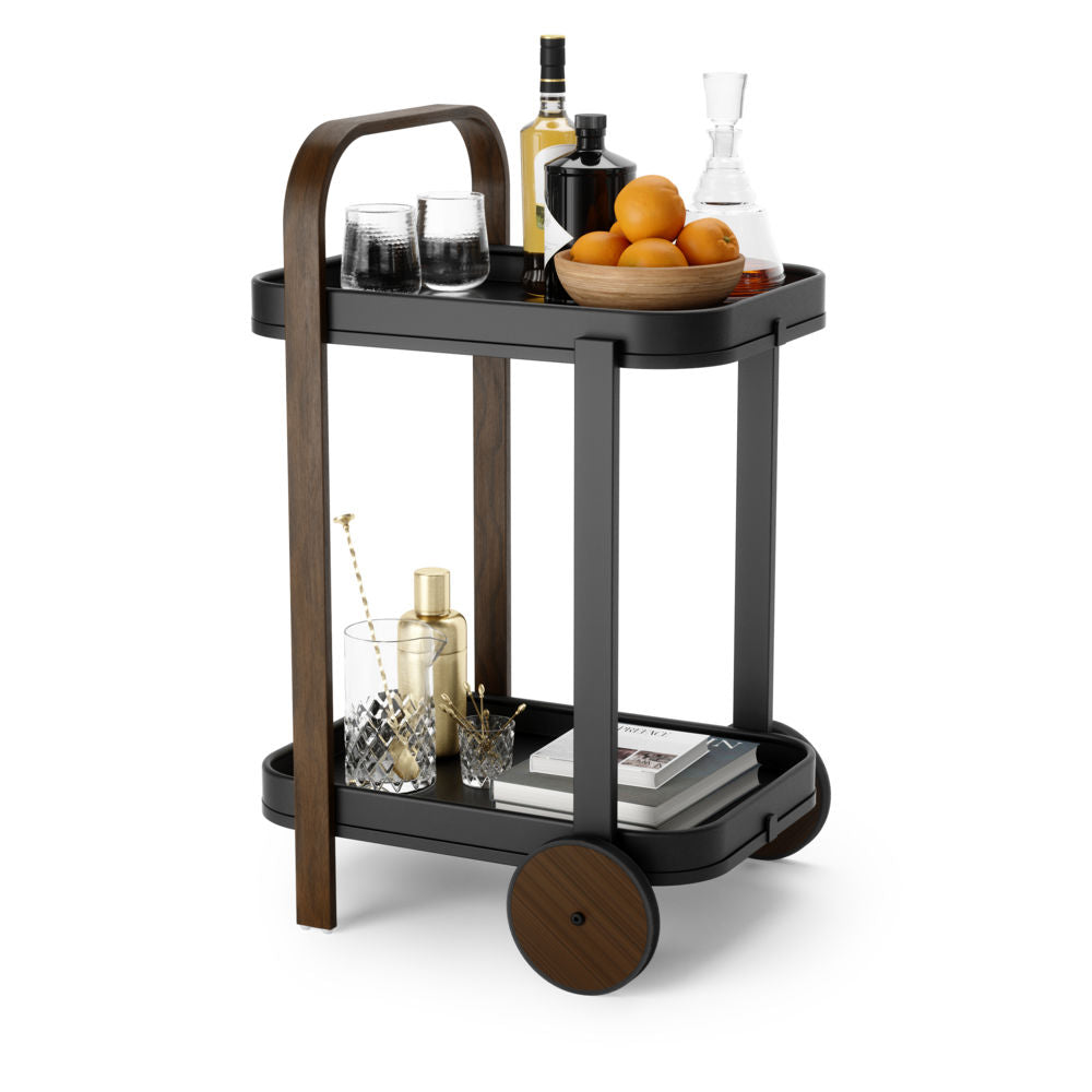 Umbra Bellwood Barwagen, Aufbewahrungswagen, Servierwagen in Schwarz/Walnuss