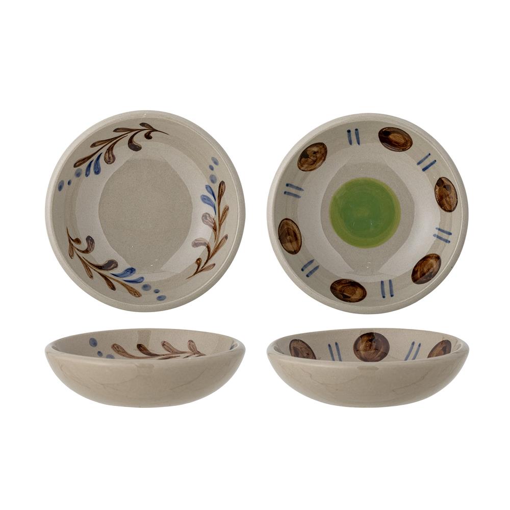 Bloomingville Peline Schale bunt D11 cm, 100 ml aus Steingut – handbemaltes 2er Set für Küche