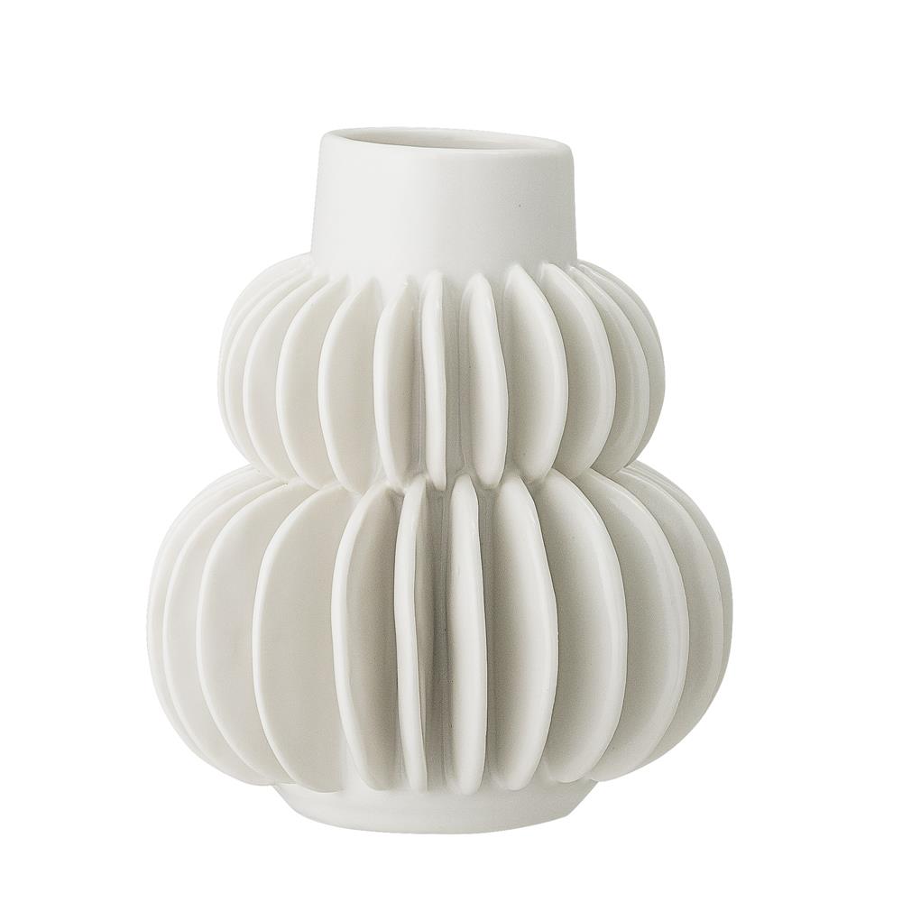 Bloomingville Halfdan Vase 11,5 x 14 cm Weiß Steingut Blumenvase Dekovase dänisches Design