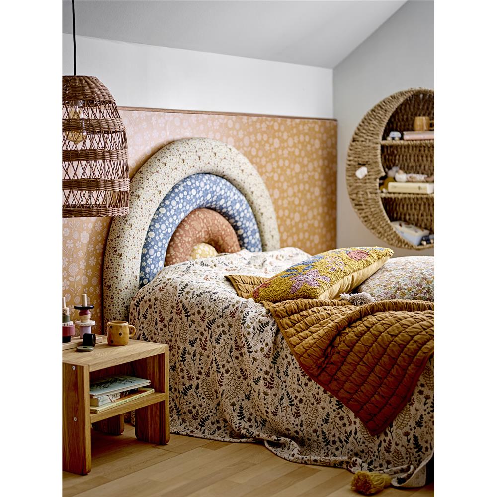 Bloomingville MINI Filipa Kuscheldecke Blumenmotiv 160 x 130 cm mit recycelter Baumwolle mit Quasten