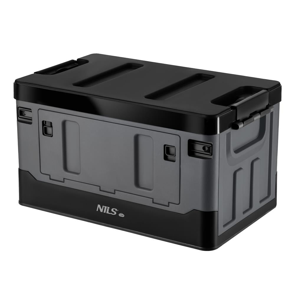 NILS CAMP Transportbox 38L Grau-Schwarz - klappbare Campingbox für Camping, Auto & Haushalt