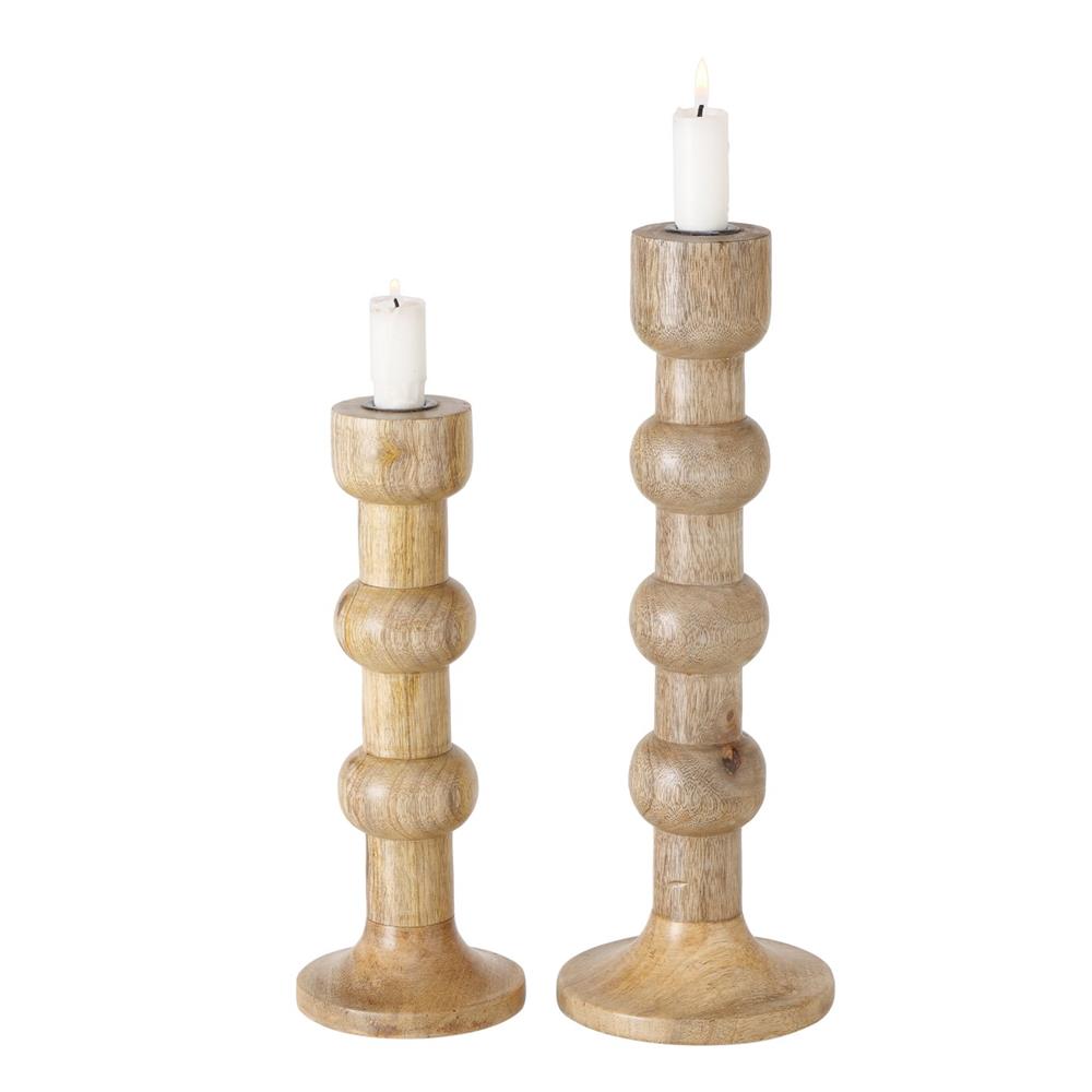 BOLTZE Kerzenleuchter Bubbles 2er Set Kerzenhalter aus Holz Kerzenständer für Stabkerzen