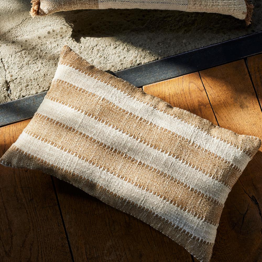 Bloomingville Cinta Kissen natur - Baumwollkissen gestreift Sofa Wohnzimmer Dekokissen