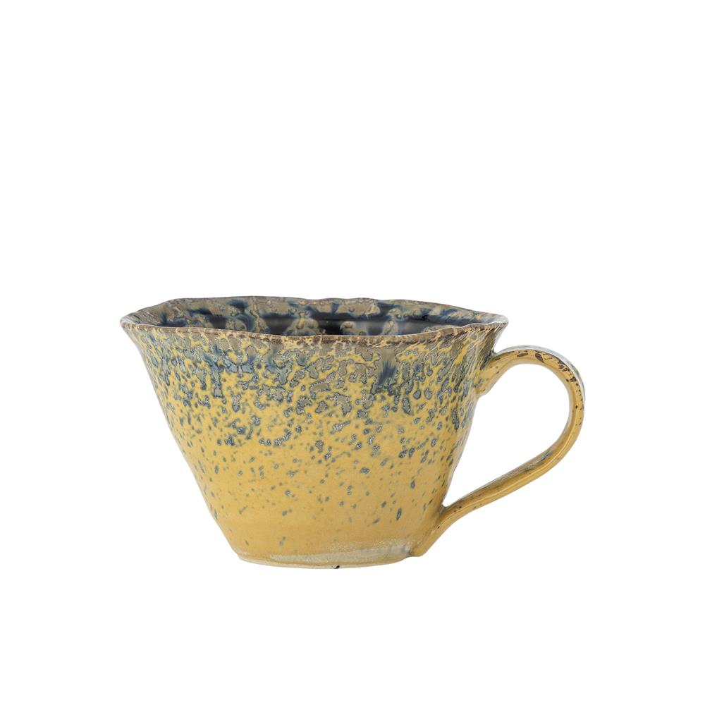Bloomingville Milani Tasse, 250 ml – Steinguttasse in Blau mit gelben Nuancen und perlmuttartiger Glasur