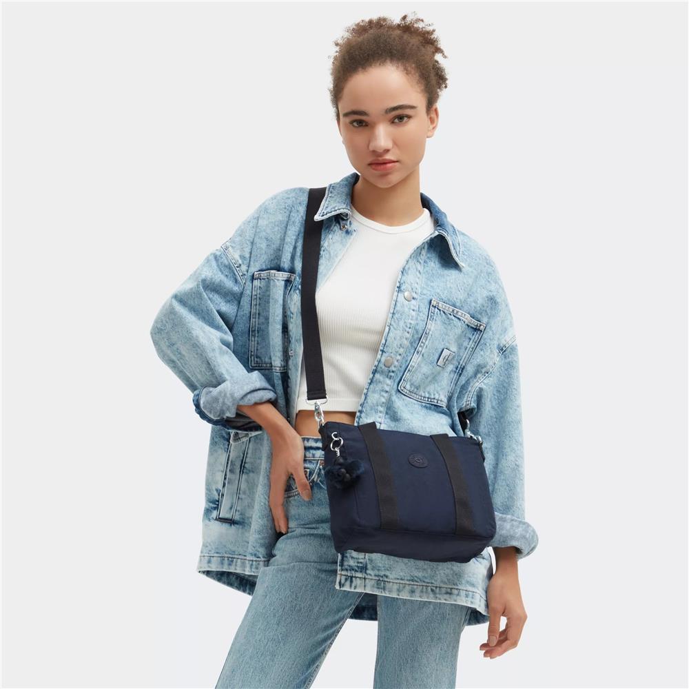 Kipling ASSENI MINI, Mini Tote Bag, Blue Bleu 2 (blau), kleine Handtasche mit Schultergurt