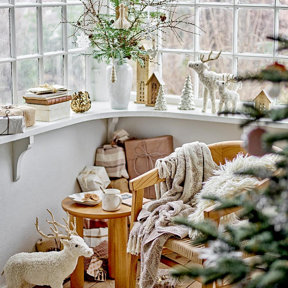 Bloomingville Gabriela Decke – Braunes Plaid aus recycelter Baumwolle, weich & stilvoll