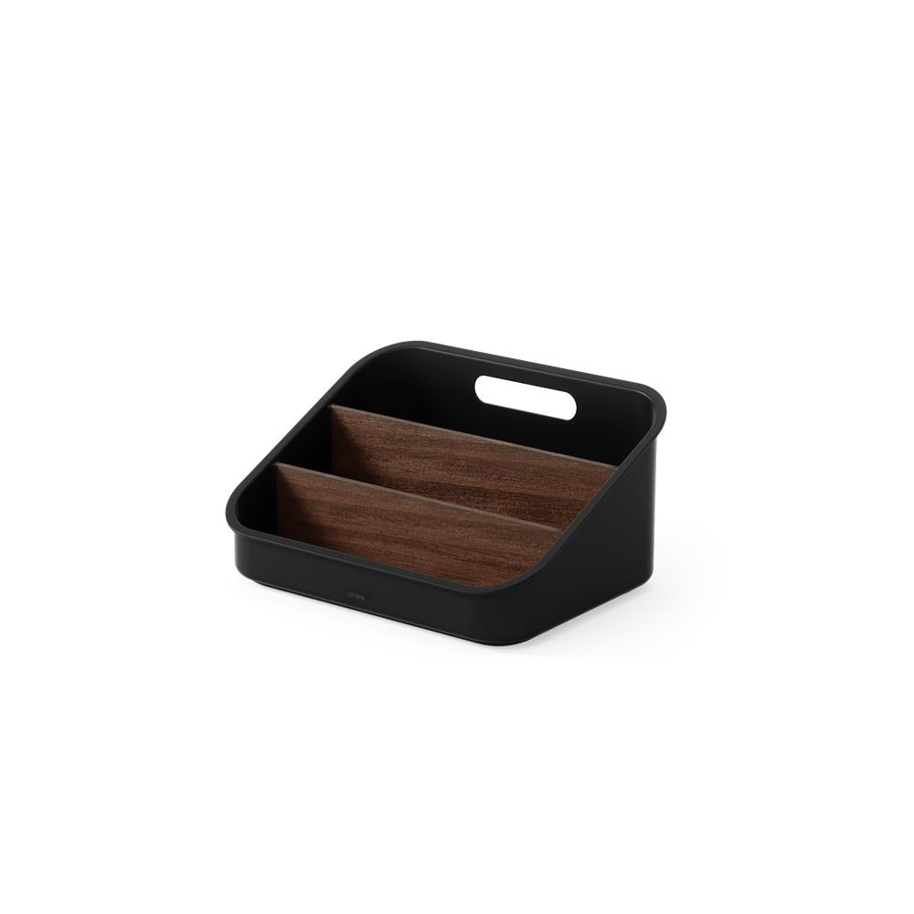 Umbra Bellwood Vorratsschrank Organizer mit 3 Fächern, Aufbewahrungsbehälter in Schwarz/Walnuss