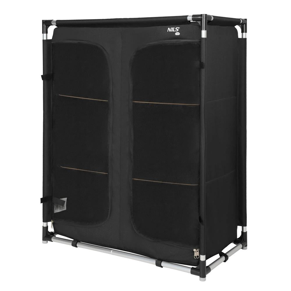 NILS CAMP Campingschrank XL klappbar - großer Reiseschrank mit Netzfront für Camping & Reisen
