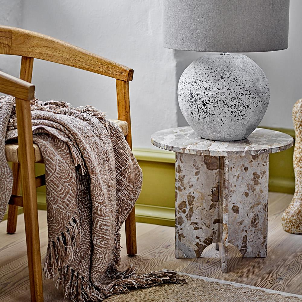 Bloomingville Bresso Decke, Braun, mit recycelter Baumwolle, 160x130 cm, gewebt, mit Fransen