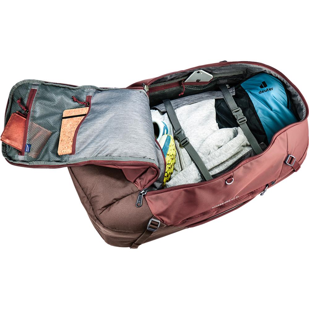 deuter Access Pro 60 SL, Reiserucksack, caspia-raisin (braun), 60L, für kürzere Rücken