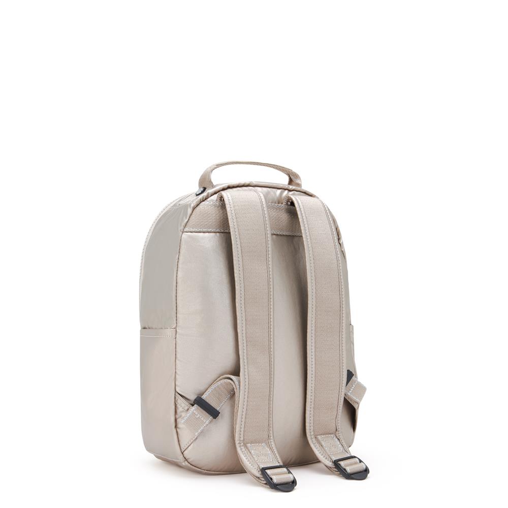 Kipling SEOUL S, Kleiner Rucksack, Metallic Glow (beige), 14L, mit 11-Zoll-Tabletfach