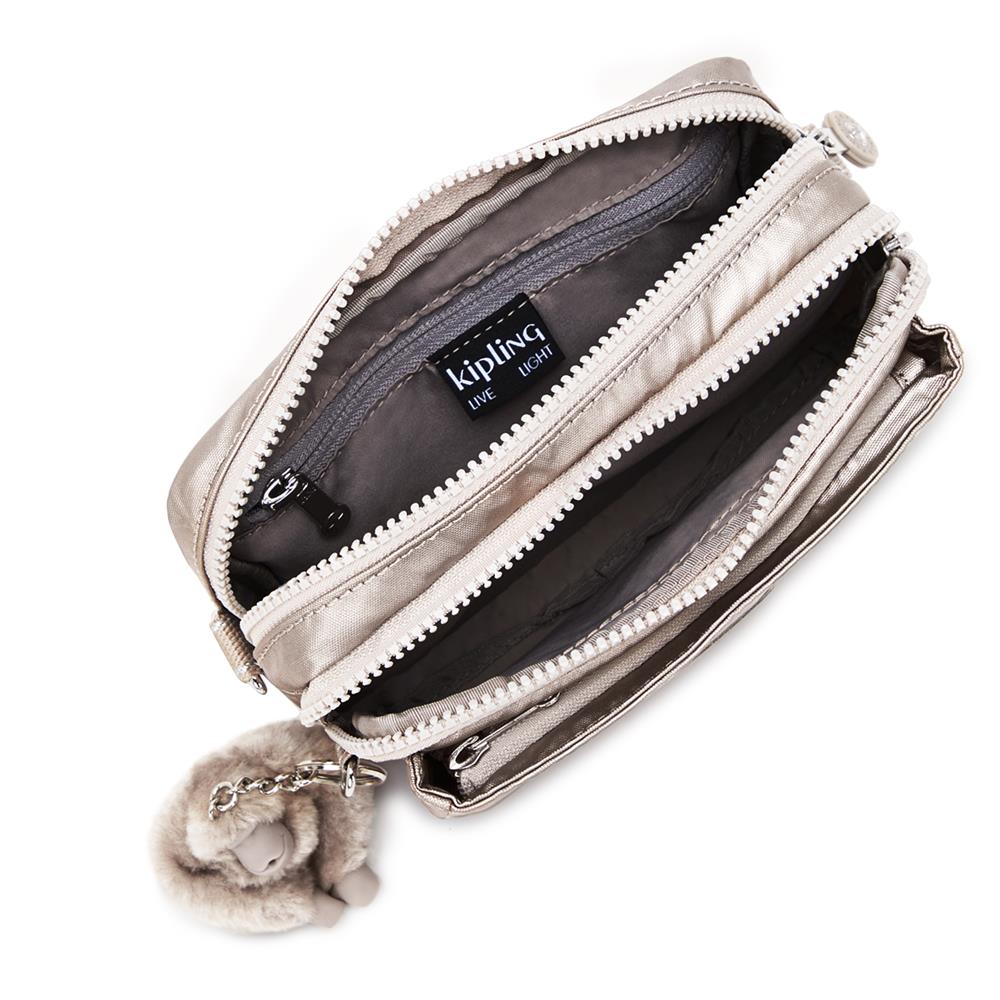 Kipling ABANU MULTI, 2-in-1-Crossbody- und Bauchtasche, Metallic Glow (beige), Schultertasche