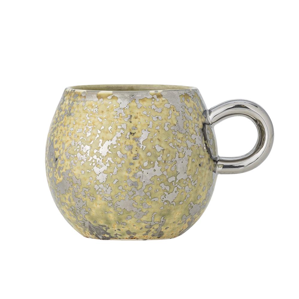 Bloomingville Paula Tasse Grün Steingut D9xH8 cm – grün mit Metallic-Effekt