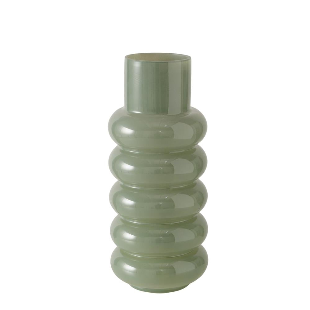 BOLTZE Vase Ribbo Glas hellgrün rund 35 cm glänzend moderne Blumenvase
