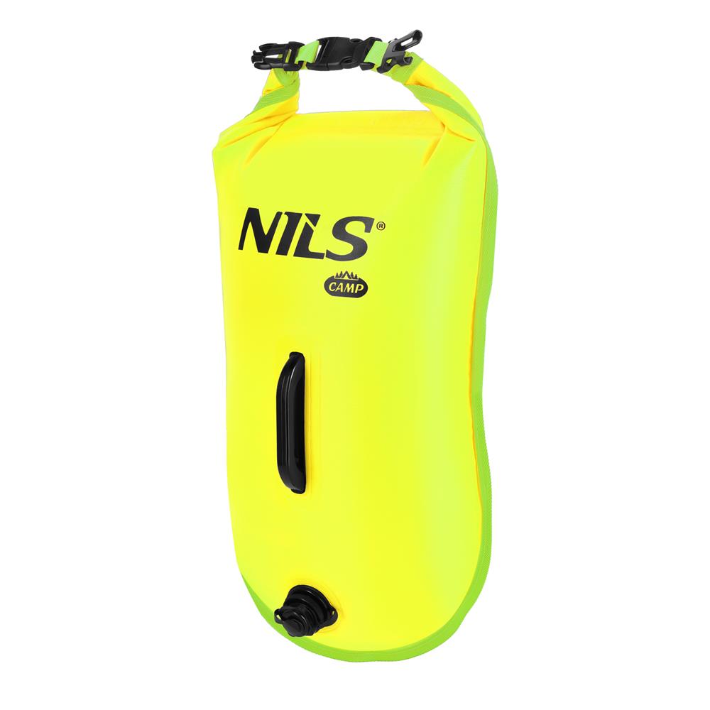 NILS CAMP Schwimmboje 3-in-1 Dry Bag 28L gelb Rucksack für Outdoor Wasser Sport