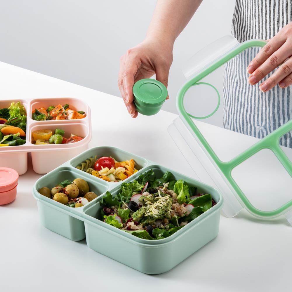 LocknLock To-Go Lunchbox 1,5 L, Mint, 3 Fächer - Mikrowellengeeignet BPA-frei