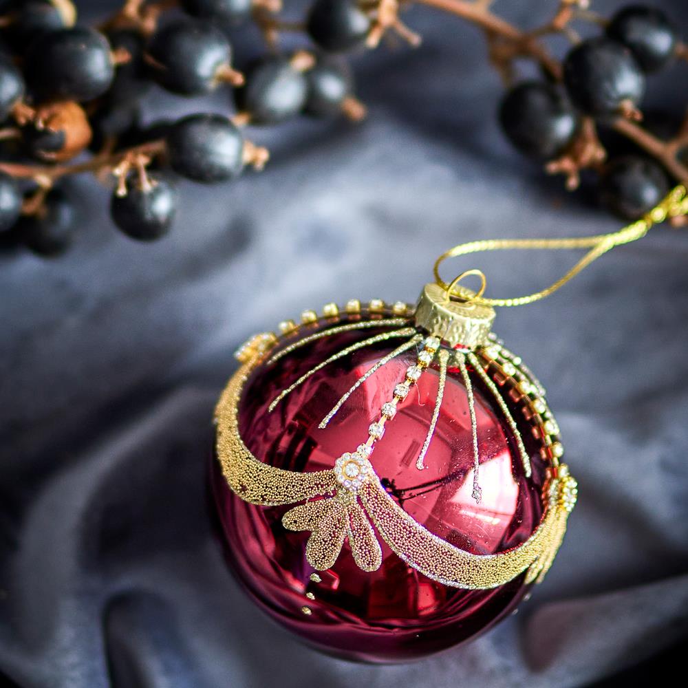 Bloomingville Suman Weihnachtskugeln Rot Glas 2er Set Christbaumschmuck